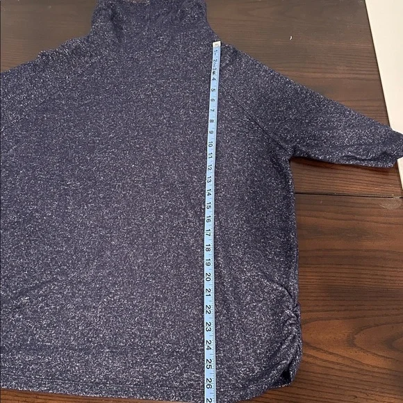 COIN 1804 Los Angeles Navy Heathered Cowl Neck Top Size XL –Soft Knit 3/4 Sleeve - Picture 6 of 6